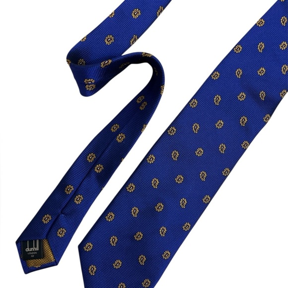 Dunhill Other - Dunhill Blue and Gold Silk Tie with Classic Pattern